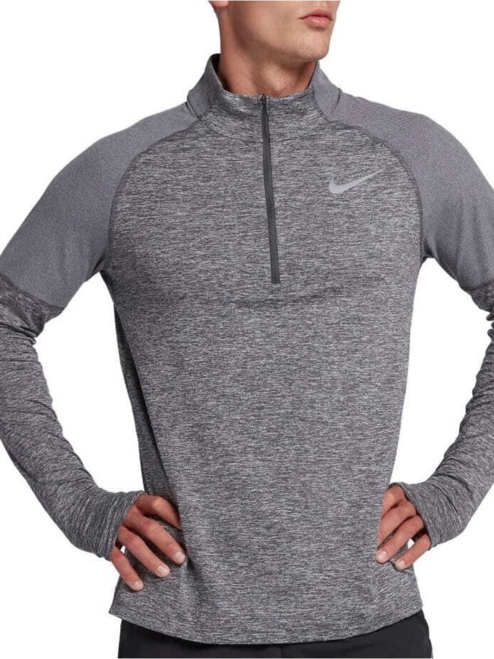 Nike Men's Dri-Fit Element Half Zip Running Top Grey Large